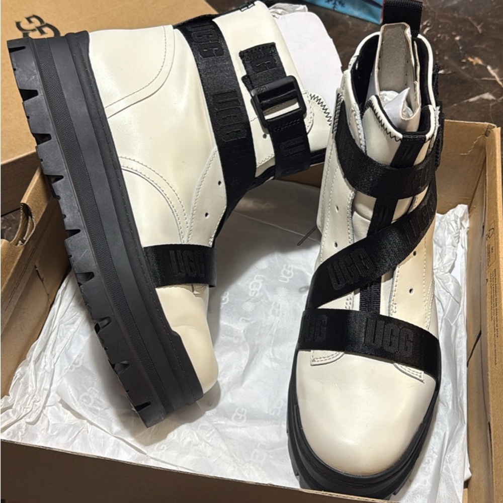 UGG Women's Black and White Combat Boots